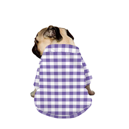 Purple And White Gingham Pattern Print Dog Zip Up Jacket