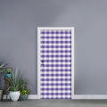 Purple And White Gingham Pattern Print Door Sticker