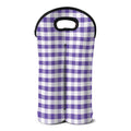 Purple And White Gingham Pattern Print Double Neoprene Wine Tote
