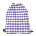 Purple And White Gingham Pattern Print Drawstring Bag