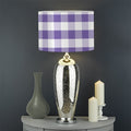 Purple And White Gingham Pattern Print Drum Lamp Shade