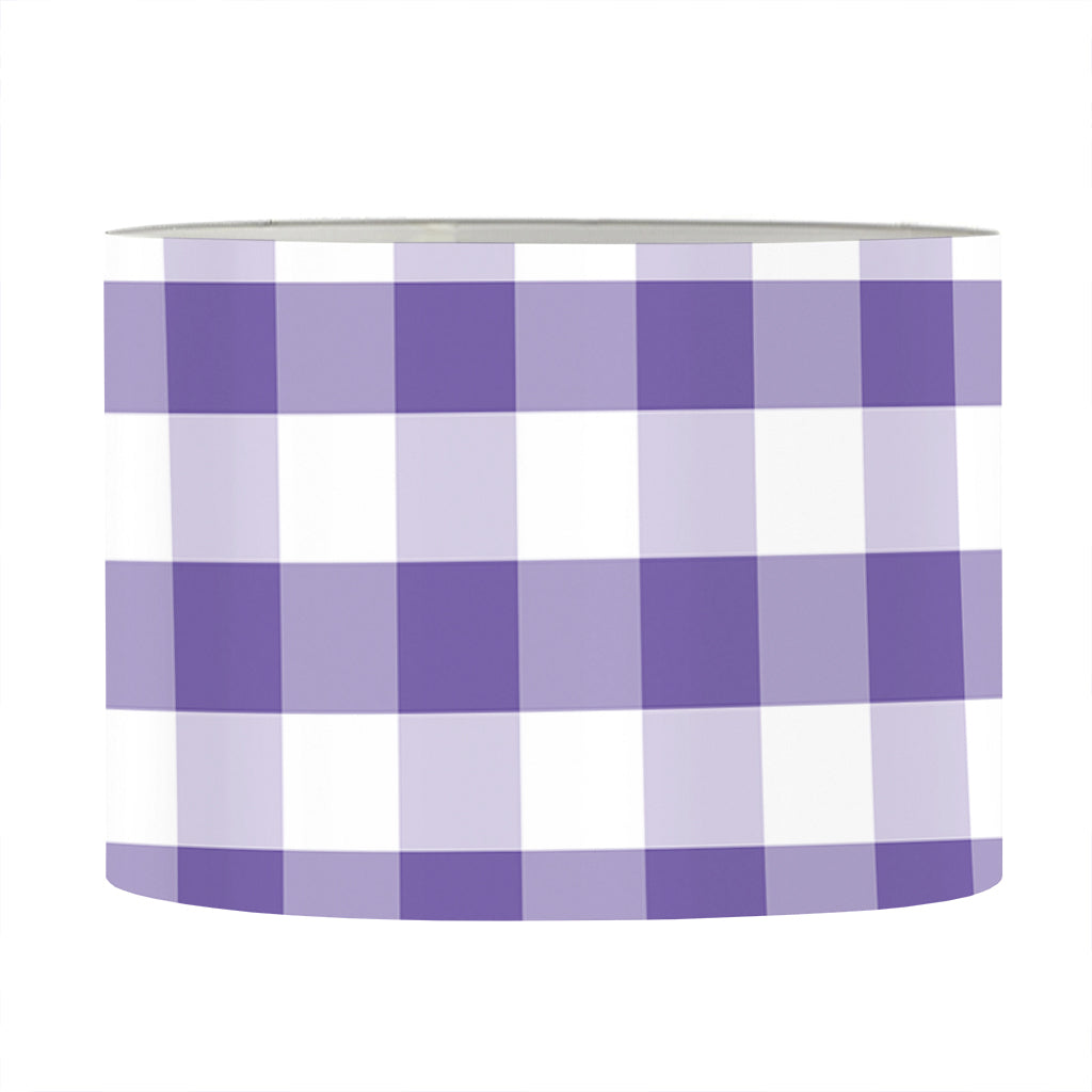 Purple And White Gingham Pattern Print Drum Lamp Shade