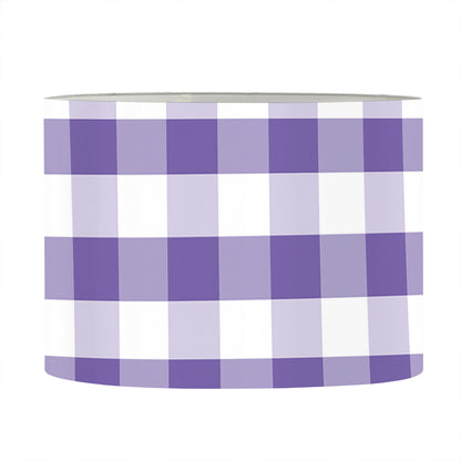Purple And White Gingham Pattern Print Drum Lamp Shade