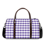 Purple And White Gingham Pattern Print Duffle Bag