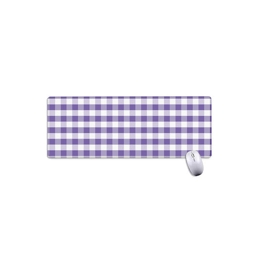 Purple And White Gingham Pattern Print Extended Mouse Pad