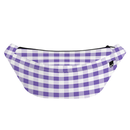 Purple And White Gingham Pattern Print Fanny Pack