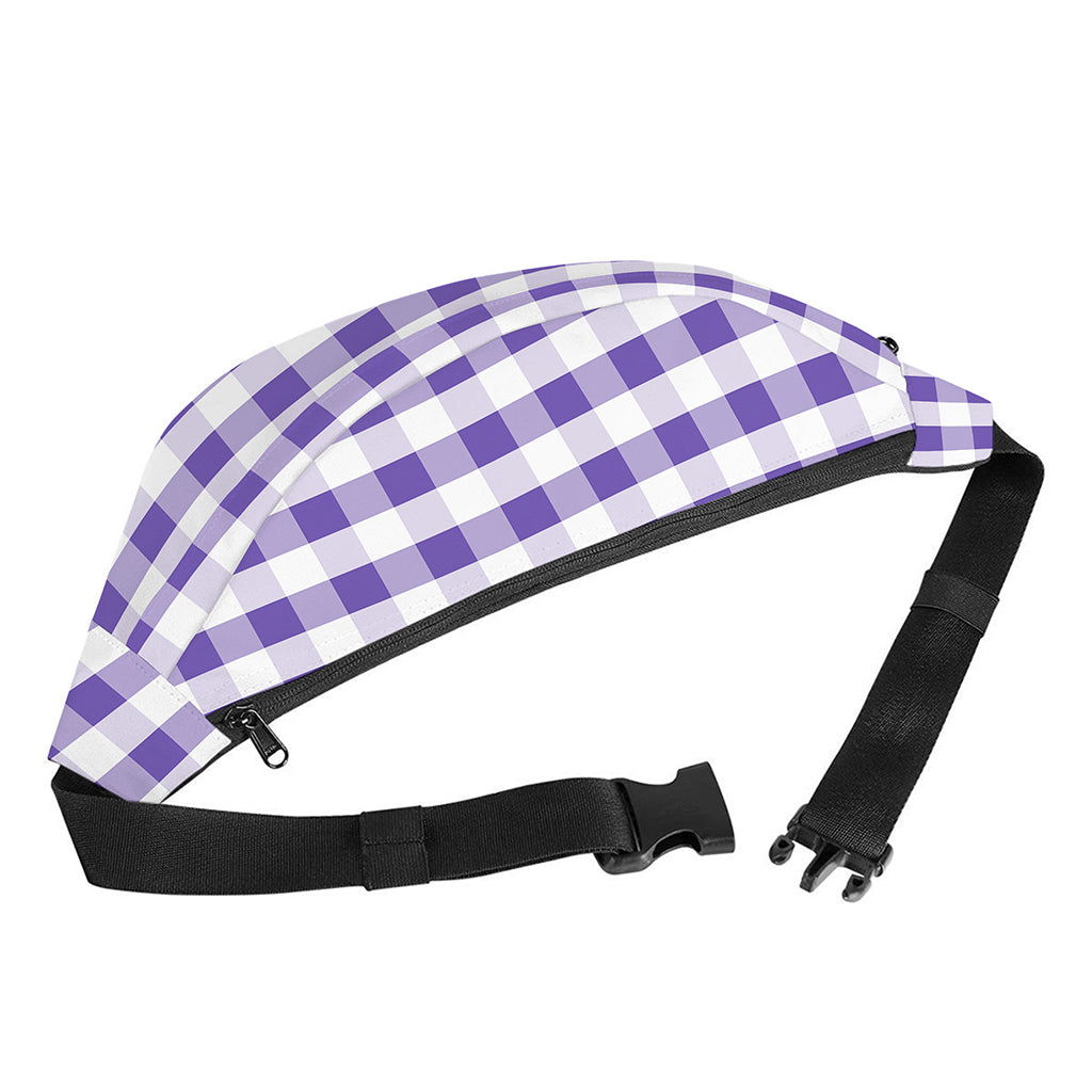 Purple And White Gingham Pattern Print Fanny Pack