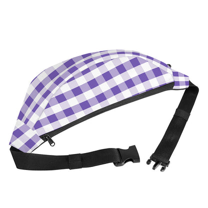 Purple And White Gingham Pattern Print Fanny Pack