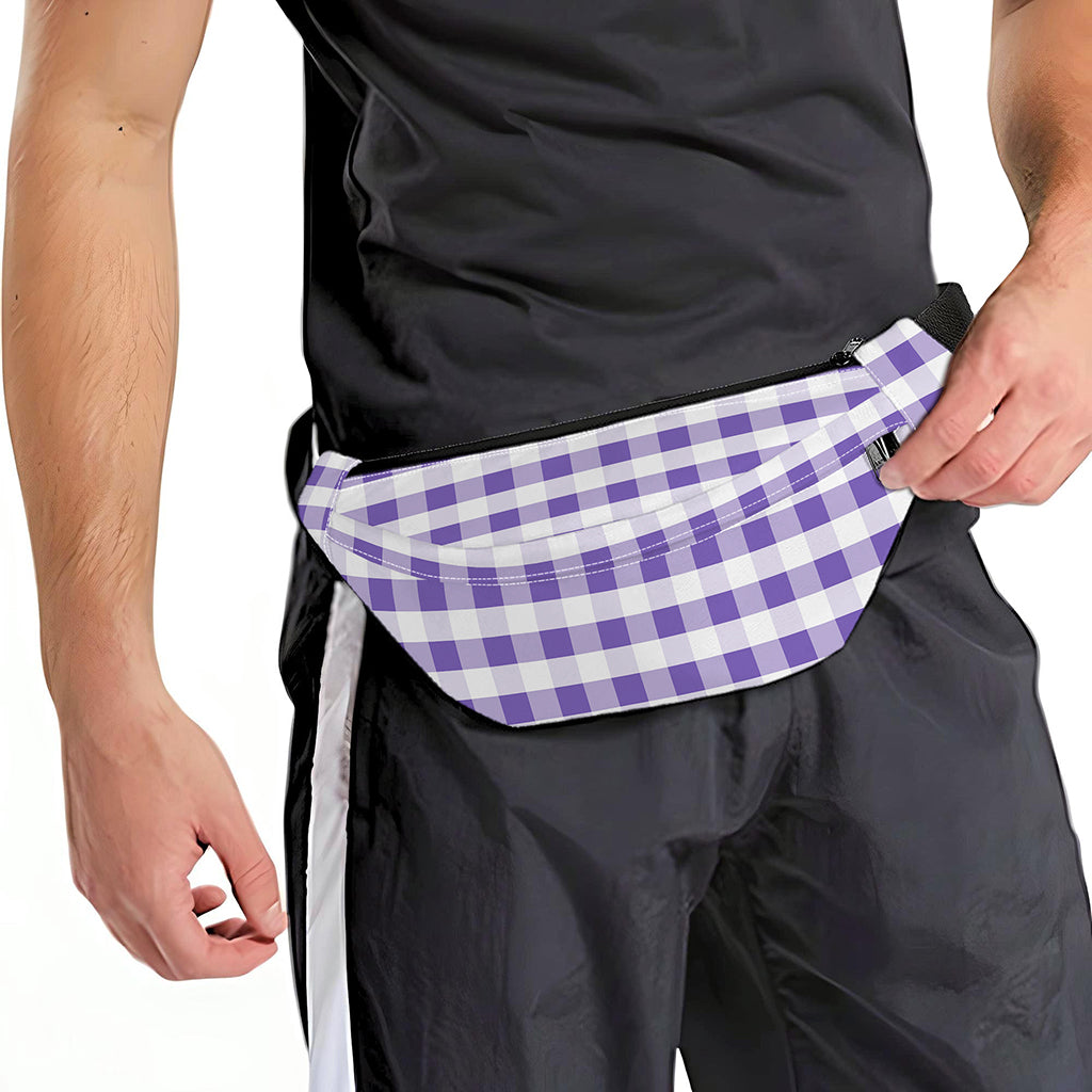 Purple And White Gingham Pattern Print Fanny Pack