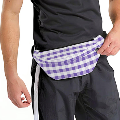 Purple And White Gingham Pattern Print Fanny Pack