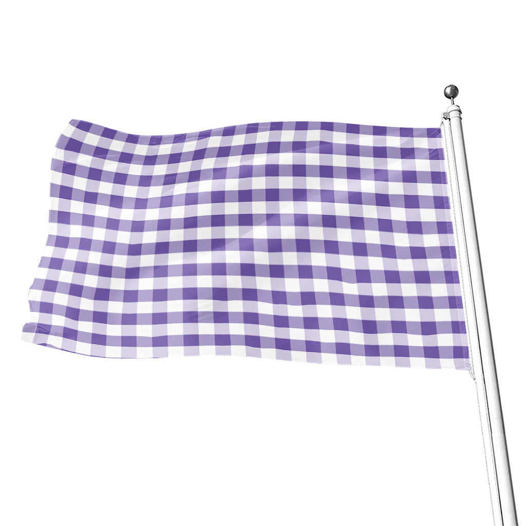 Purple And White Gingham Pattern Print Flag