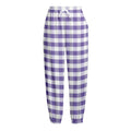 Purple And White Gingham Pattern Print Fleece Lined Knit Pants