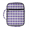 Purple And White Gingham Pattern Print Front Pocket Bible Bag