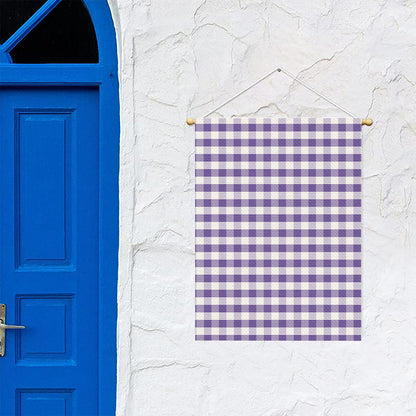 Purple And White Gingham Pattern Print Garden Flag