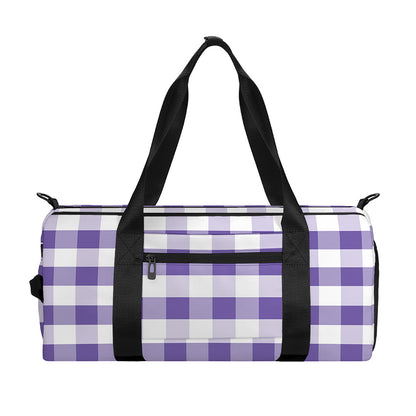 Purple And White Gingham Pattern Print Gym Bag