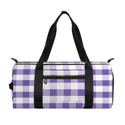 Purple And White Gingham Pattern Print Gym Bag