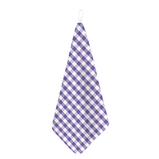 Purple And White Gingham Pattern Print Hand Towel