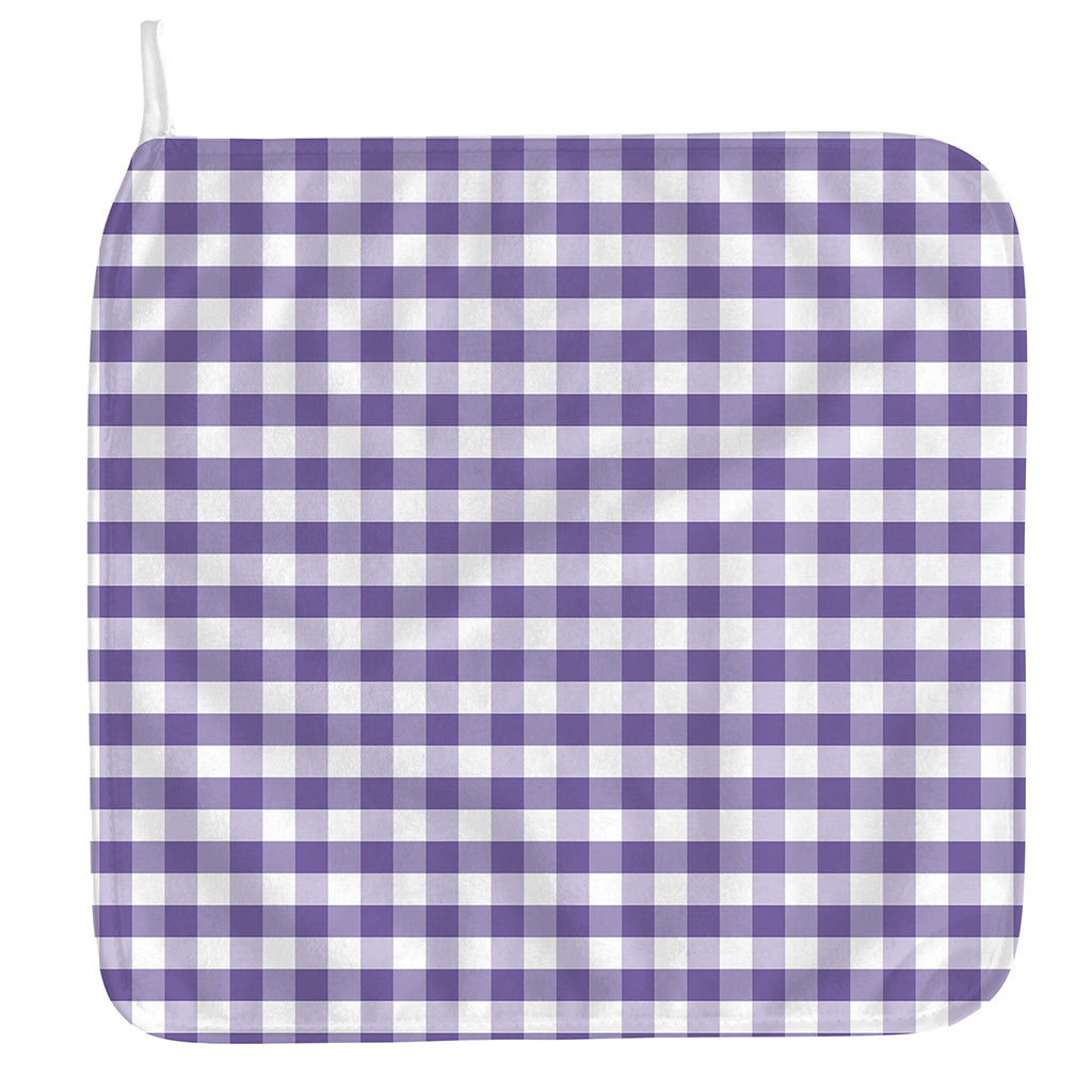 Purple And White Gingham Pattern Print Hand Towel