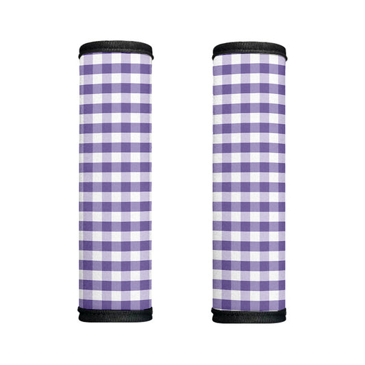 Purple And White Gingham Pattern Print Handle Covers