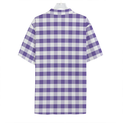 Purple And White Gingham Pattern Print Hawaiian Shirt