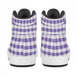 Purple And White Gingham Pattern Print High Top Leather Sneakers