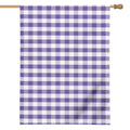 Purple And White Gingham Pattern Print House Flag