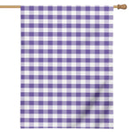 Purple And White Gingham Pattern Print House Flag