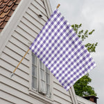 Purple And White Gingham Pattern Print House Flag