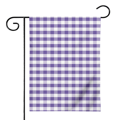 Purple And White Gingham Pattern Print House Flag