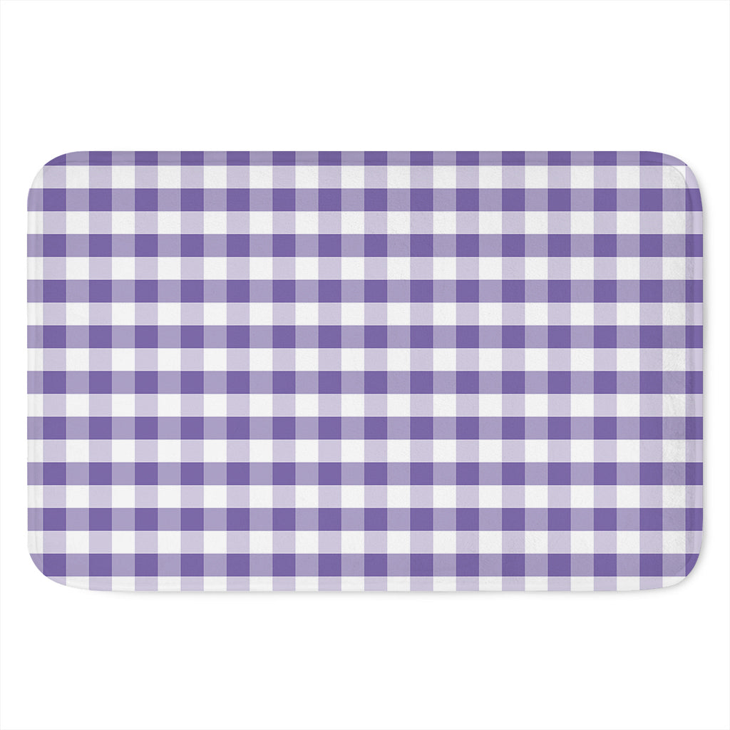 Purple And White Gingham Pattern Print Indoor Door Mat