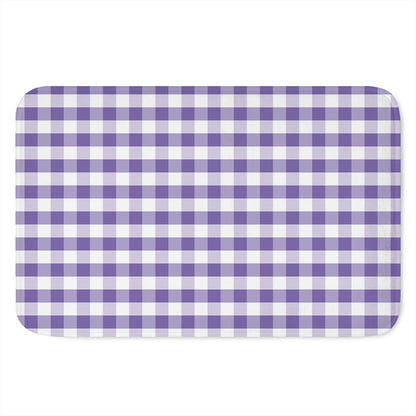 Purple And White Gingham Pattern Print Indoor Door Mat