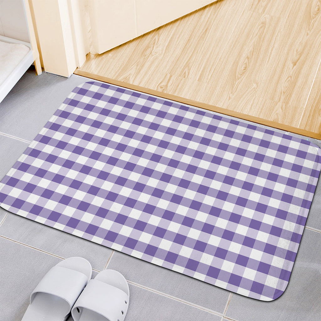 Purple And White Gingham Pattern Print Indoor Door Mat