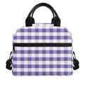 Purple And White Gingham Pattern Print Insulated Lunch Bag
