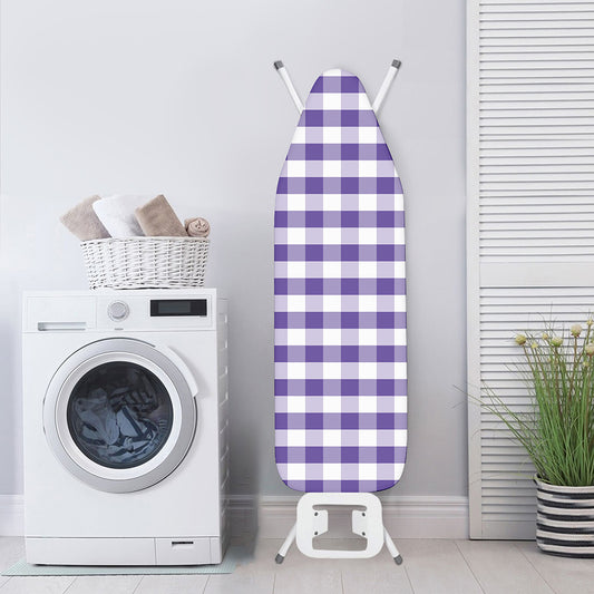 Purple And White Gingham Pattern Print Ironing Board Cover