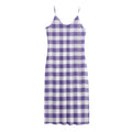 Purple And White Gingham Pattern Print Jersey Midi Cami Dress