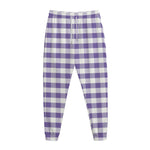 Purple And White Gingham Pattern Print Jogger Pants