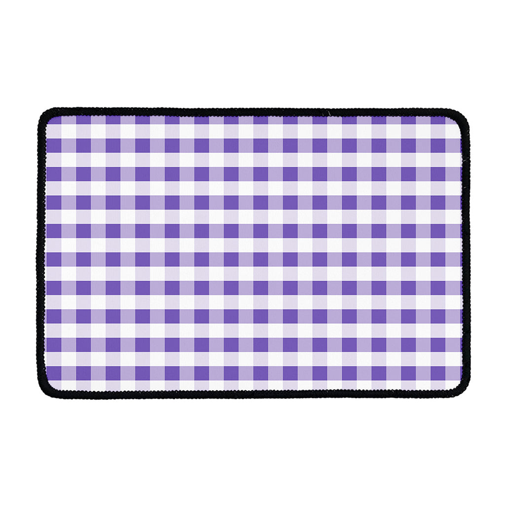 Purple And White Gingham Pattern Print Kitchen Mat