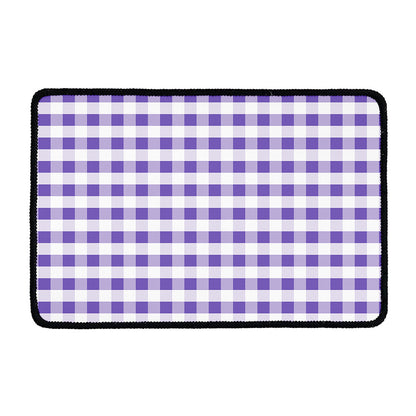Purple And White Gingham Pattern Print Kitchen Mat