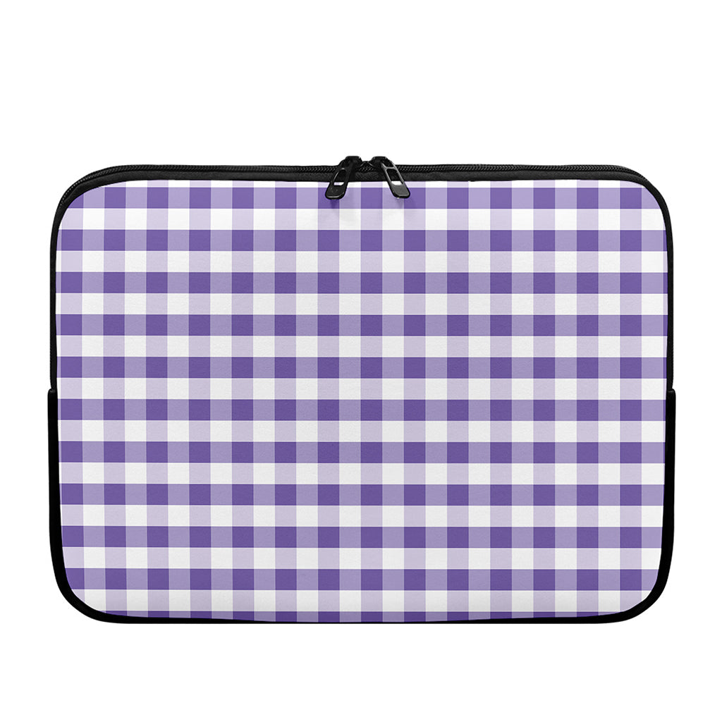 Purple And White Gingham Pattern Print Laptop Sleeve