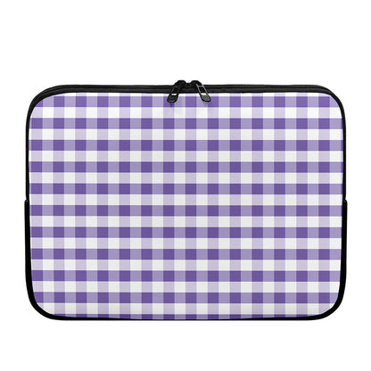 Purple And White Gingham Pattern Print Laptop Sleeve