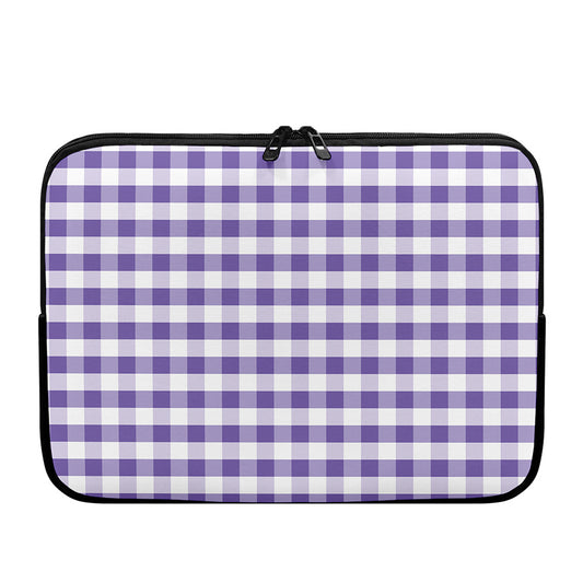 Purple And White Gingham Pattern Print Laptop Sleeve