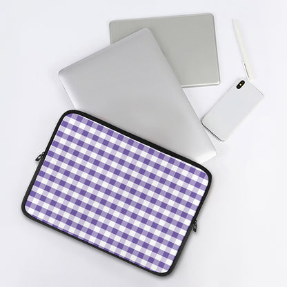 Purple And White Gingham Pattern Print Laptop Sleeve