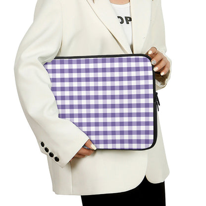 Purple And White Gingham Pattern Print Laptop Sleeve