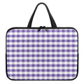 Purple And White Gingham Pattern Print Laptop Sleeve With Handle