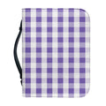 Purple And White Gingham Pattern Print Leather Bible Cover
