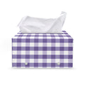 Purple And White Gingham Pattern Print Leather Tissue Box Cover
