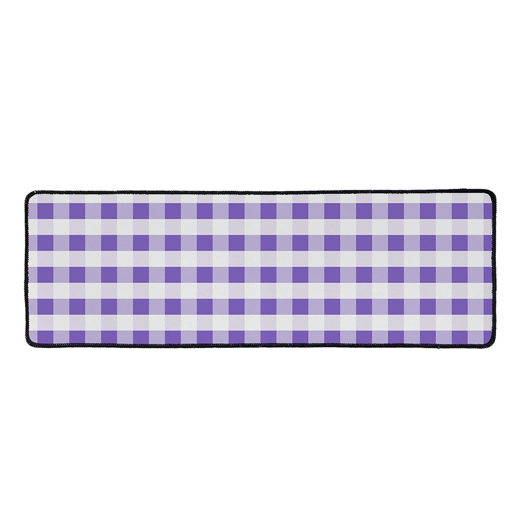 Purple And White Gingham Pattern Print Long Kitchen Mat