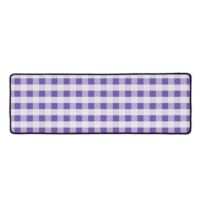 Purple And White Gingham Pattern Print Long Kitchen Mat