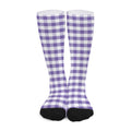 Purple And White Gingham Pattern Print Long Socks