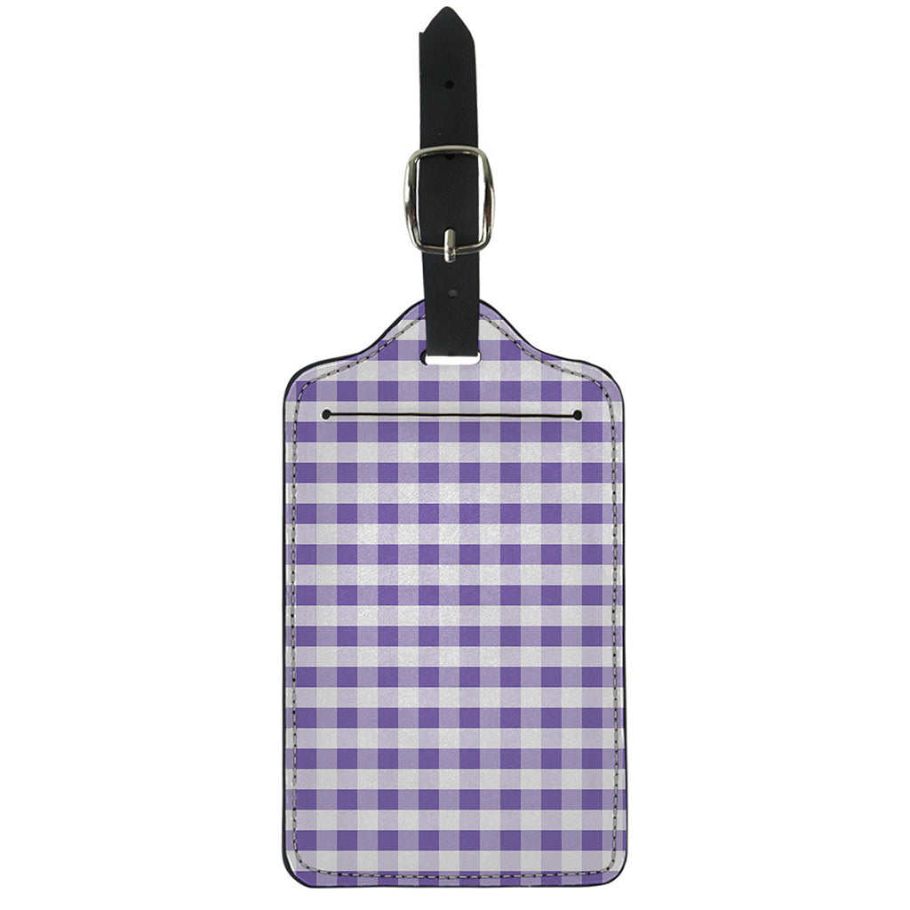 Purple And White Gingham Pattern Print Luggage Tag